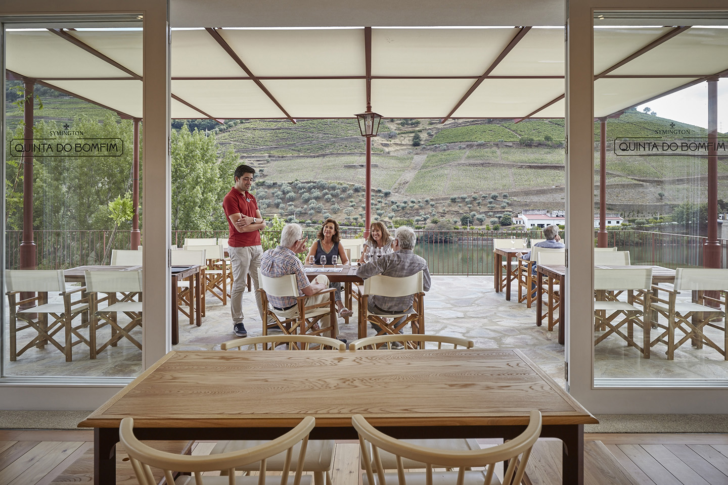 The tasting room and adjoining terrace